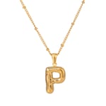 Gold color / 1 Piece Simple Casual Style Letter P Shape Stainless Steel  Gold Color Women's Pendant Necklace Picture14